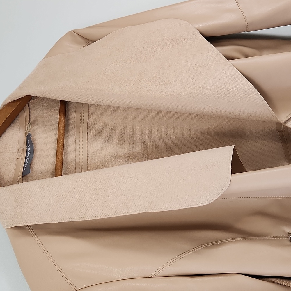 Bagatelle Faux Leather Drape Front Jacket – Chic Minimalist Layer - Picture 10 of 13